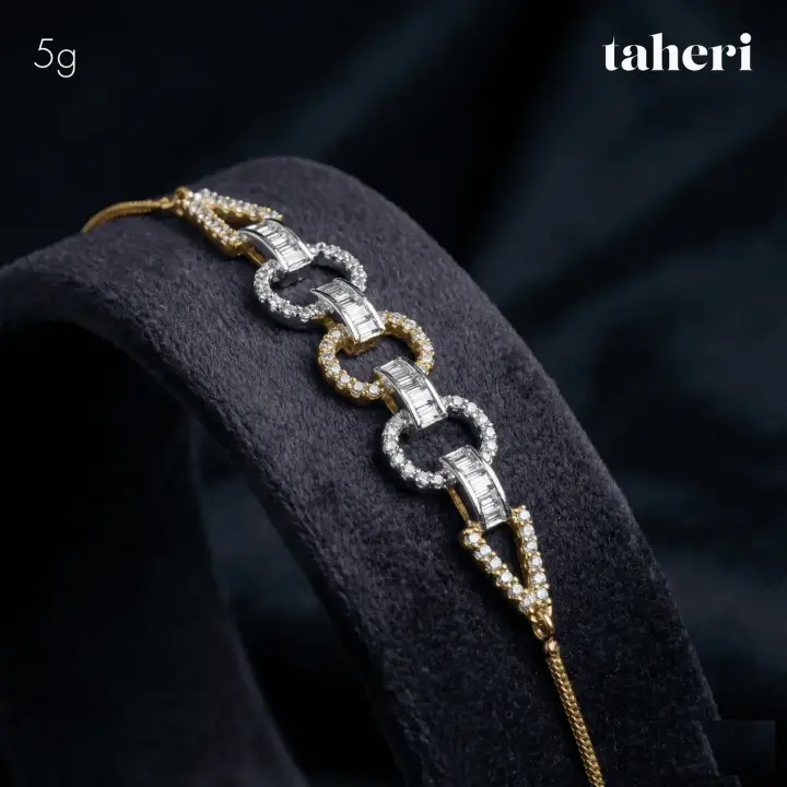 Two-Tone Bracelet with Cubic Zirconia design 17 by TAHERI