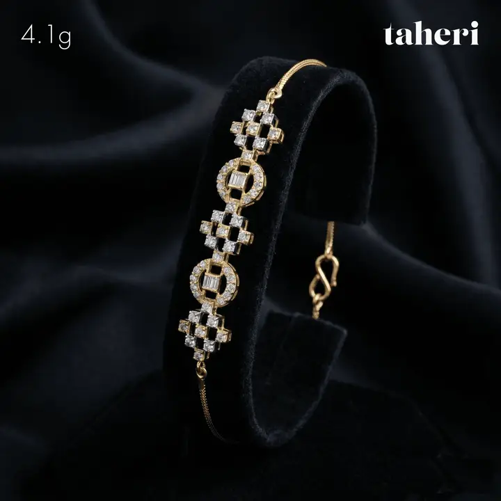 Yellow Gold Bracelet with Cubic Zirconia design 20 by TAHERI