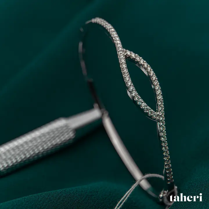 White Gold Diamond Bangle design 11 by TAHERI
