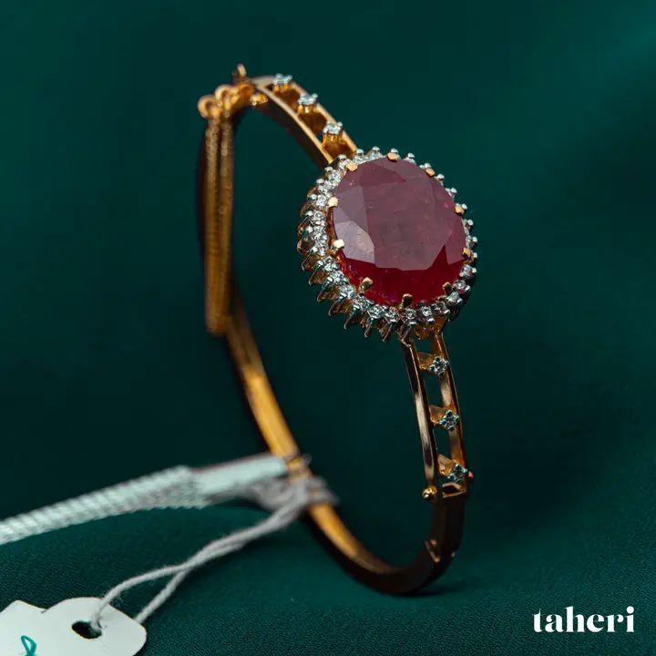 Yellow Gold Diamond Bangle with Colored Stones design 14 by TAHERI