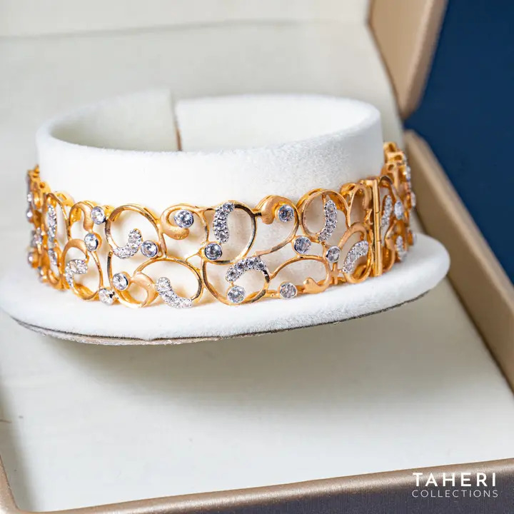 Two-Tone Stone Bangle with Cubic Zirconia design 8 by TAHERI