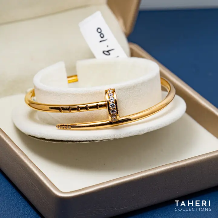 Yellow Gold Stone Bangle with Cubic Zirconia design 14 by TAHERI