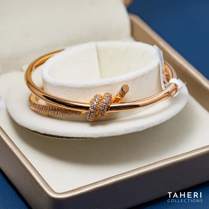 Rose Gold Stone Bangle with Cubic Zirconia design 15 by TAHERI