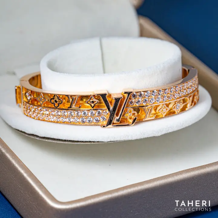 Yellow Gold Stone Bangle with Cubic Zirconia design 16 by TAHERI