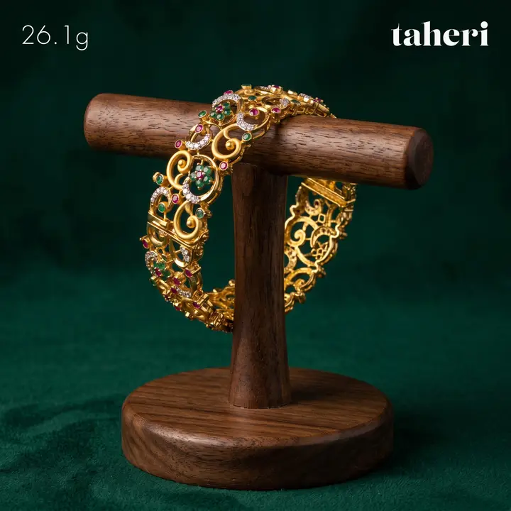 Yellow Gold Stone Bangle with Colored Stones design 5 by TAHERI