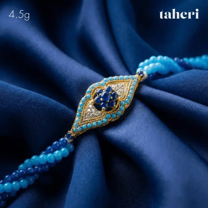 Yellow Gold String Bracelet with Sapphire design 1 by TAHERI