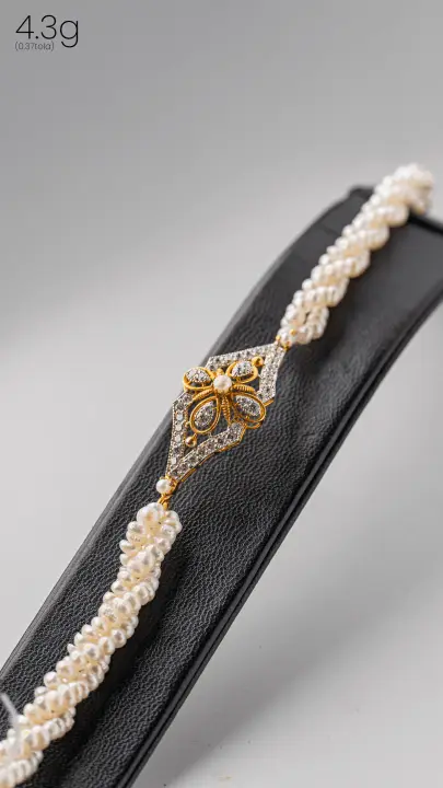 Two-Tone String Bracelet with Pearl design 9 by TAHERI