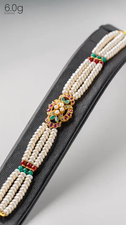 Yellow Gold String Bracelet with Pearl design 13 by TAHERI