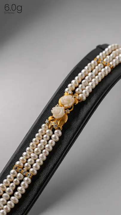 Yellow Gold String Bracelet with Pearl design 14 by TAHERI